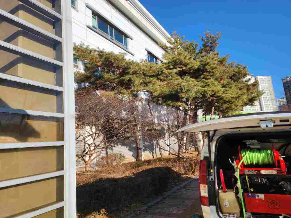 광명 건물 외부 고압세척 작업